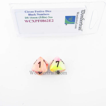 WCXPF0862E2 Circus Festive Dice Black Numbers D8 16mm Pack of 2 (ONLINE ORDER ONLY)