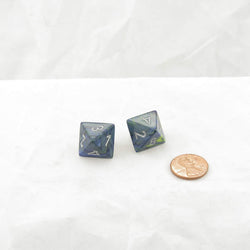 WCXPF0865E2 Green Festive Dice Silver Numbers D8 16mm Pack of 2 (ONLINE ORDER ONLY)