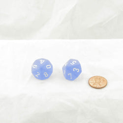 WCXPF1006E2 Blue Frosted Dice White Numbers D10 16mm Pack of 2 (ONLINE ORDER ONLY)