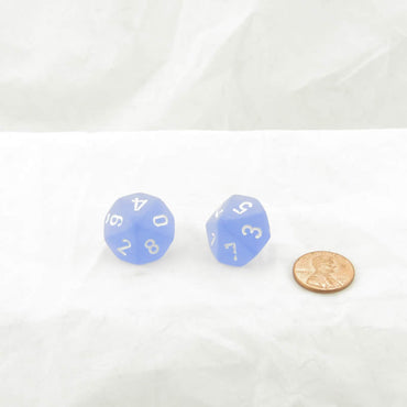 WCXPF1006E2 Blue Frosted Dice White Numbers D10 16mm Pack of 2 (ONLINE ORDER ONLY)