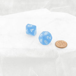 WCXPF1016E2 Caribbean Blue Frosted Dice White Numbers D10 16mm Pack of 2 (ONLINE ORDER ONLY)