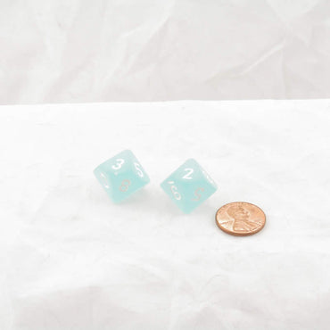 WCXPF1025E2 Teal Frosted Dice White Numbers D10 16mm Pack of 2 (ONLINE ORDER ONLY)