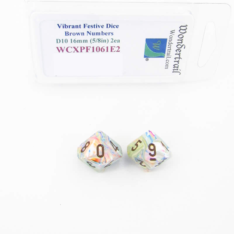 WCXPF1061E2 Vibrant Festive Dice Brown Numbers D10 16mm Pack of 2 (ONLINE ORDER ONLY)
