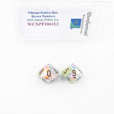 WCXPF1061E2 Vibrant Festive Dice Brown Numbers D10 16mm Pack of 2 (ONLINE ORDER ONLY)