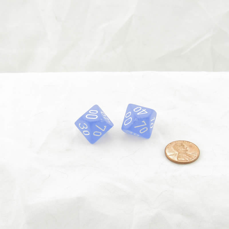 WCXPF1106E2 Blue Frosted Dice White Numbers D10 Perc 16mm Pack of 2 (ONLINE ORDER ONLY)