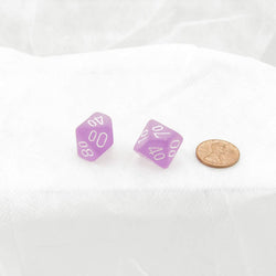 WCXPF1107E2 Purple Frosted Dice White Numbers D10 Perc 16mm Pack of 2 (ONLINE ORDER ONLY)