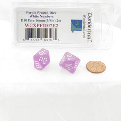 WCXPF1107E2 Purple Frosted Dice White Numbers D10 Perc 16mm Pack of 2 (ONLINE ORDER ONLY)
