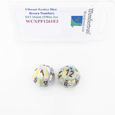 WCXPF1261E2 Vibrant Festive Dice Brown Numbers D12 16mm Pack of 2 (ONLINE ORDER ONLY)