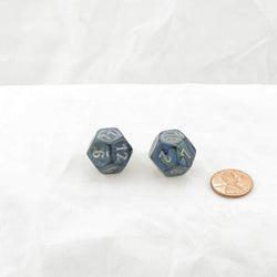 WCXPF1265E2 Green Festive Dice Silver Numbers D12 16mm Pack of 2 (ONLINE ORDER ONLY)