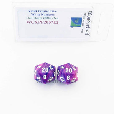 WCXPF2057E2 Violet Festive Dice White Numbers D20 16mm Pack of 2 (ONLINE ORDER ONLY)