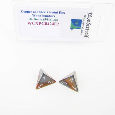 WCXPG0424E2 Copper Steel Gemini Dice White Numbers D4 16mm Pack of 2 (ONLINE ORDER ONLY)