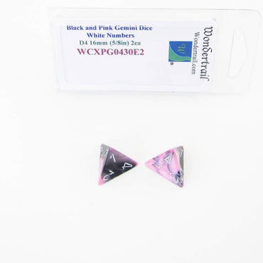 WCXPG0430E2 Black Pink Gemini Dice White Numbers D4 16mm Pack of 2 (ONLINE ORDER ONLY)