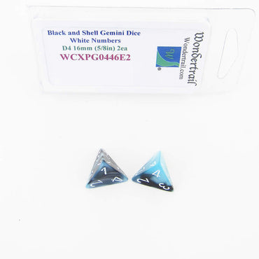 WCXPG0446E2 Black Shell Gemini Dice White Numbers D4 16mm Pack of 2 (ONLINE ORDER ONLY)