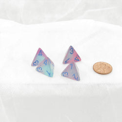 WCXPG0464E4 Gel Green and Pink Gemini Luminary Dice with Blue Numbers D4 16mm (5/8in) Pack of 4 (ONLINE ORDER ONLY)