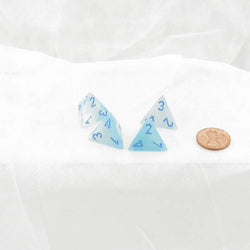 WCXPG0465E4 Pearl Turquoise and White Gemini Luminary Dice with Blue Numbers D4 16mm (5/8in) Pack of 4 (ONLINE ORDER ONLY)