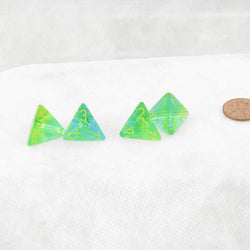 WCXPG0466E4 Green and Teal Translucent Gemini Dice Yellow Numbers D4 16mm (5/8in) Pack of 4 (ONLINE ORDER ONLY)