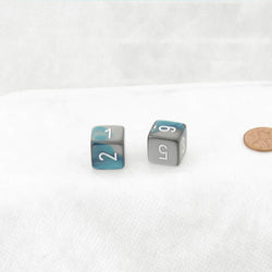 WCXPG0656E2 Steel Teal Gemini Dice White Numbers D6 16mm Pack of 2 (ONLINE ORDER ONLY)