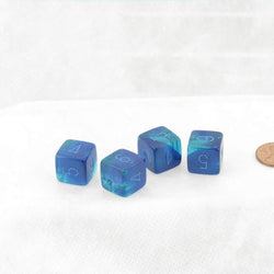 WCXPG0663E4 Blue and Blue Luminary Gemini Dice Blue Numbers D6 16mm (5/8in) Pack of 4 (ONLINE ORDER ONLY)