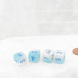 WCXPG0665E4 Pearl Turquoise White Luminary Gemini Dice Blue Colored Numbers D6 16mm (5/8in) Pack of 4 (ONLINE ORDER ONLY)