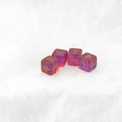 WCXPG0667E4 Red and Violet Translucent Gemini Dice Gold Colored Numbers D6 16mm (5/8in) Pack of 4 (ONLINE ORDER ONLY)