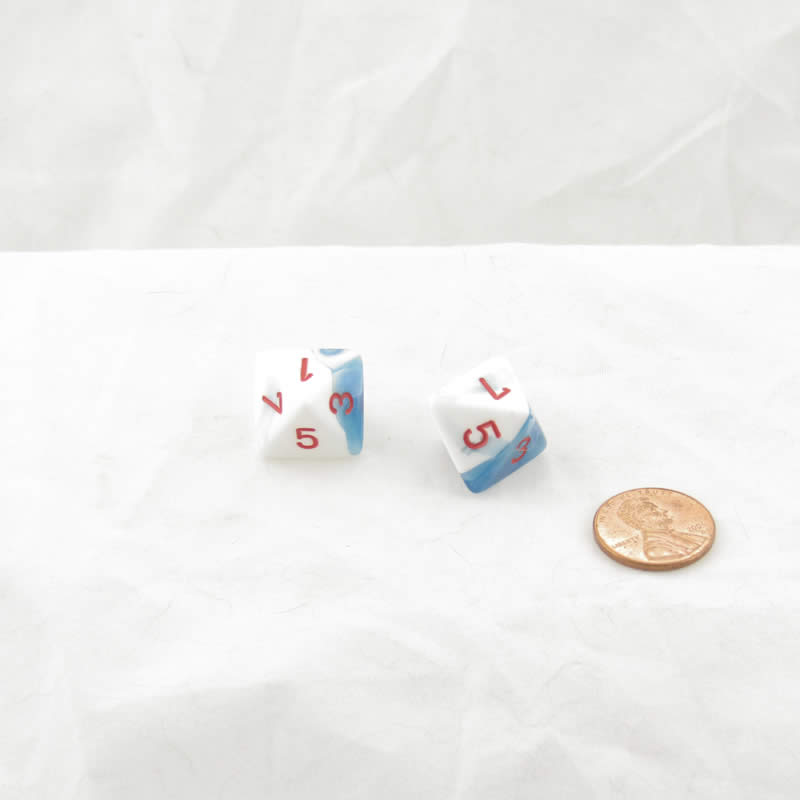 WCXPG0857E2 Astral Blue White Gemini Dice Red Numbers D8 16mm Pack of 2 (ONLINE ORDER ONLY)