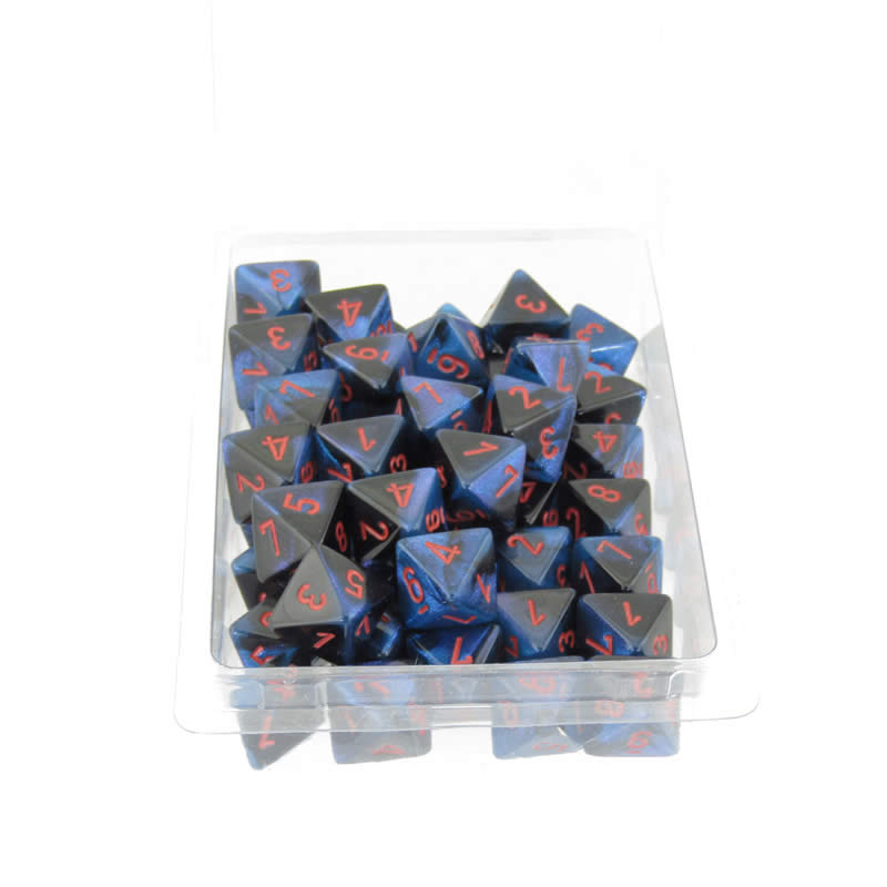 WCXPG0858E50 Black Starlight Gemini Dice Red Numbers D8 Aprox 16mm Bulk Pack of 50 (ONLINE ORDER ONLY)