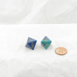 WCXPG0859E2 Blue Teal Gemini Dice Gold Numbers D8 16mm Pack of 2 (ONLINE ORDER ONLY)