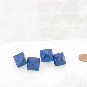 WCXPG0863E4 Blue and Blue Gemini Luminary Dice Light Blue Numbers D8 16mm (5/8in) Pack of 4 (ONLINE ORDER ONLY)