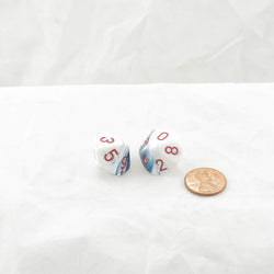 WCXPG1057E2 Astral Blue White Gemini Dice Red Numbers D10 16mm Pack of 2 (ONLINE ORDER ONLY)