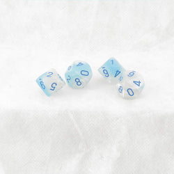 WCXPG1065E4 Turquoise and White Gemini Luminary Dice Blue Numbers D10 16mm (5/8in) Pack of 4 (ONLINE ORDER ONLY)
