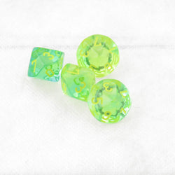 WCXPG1066E4 Green and Teal Gemini Luminary Dice Yellow Numbers D10 Aprox 16mm (5/8in) Pack of 4 (ONLINE ORDER ONLY)