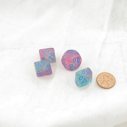 WCXPG1164E4 Green and Pink Gemini Luminary Dice with Blue Numbers Perc D10 Aprox 16mm (5/8in) Pack of 4 (ONLINE ORDER ONLY)