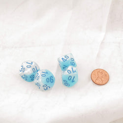 WCXPG1165E4 Turquoise and White Gemini Luminary Dice with Blue Numbers Perc D10 Aprox 16mm (5/8in) Pack of 4 (ONLINE ORDER ONLY)