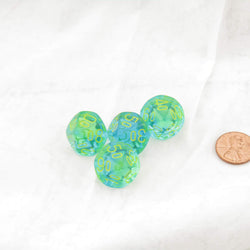 WCXPG1166E4 Green and Teal Translucent Gemini Dice with Yellow Numbers Perc D10 Aprox 16mm (5/8in) Pack of 4 (ONLINE ORDER ONLY)