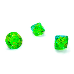 WCXPG1166E4 Green and Teal Translucent Gemini Dice with Yellow Numbers Perc D10 Aprox 16mm (5/8in) Pack of 4 (ONLINE ORDER ONLY)