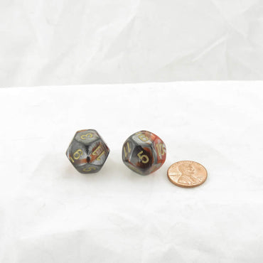 WCXPG1261E2 Orange Steel Gemini Dice Gold Numbers D12 16mm Pack of 2 (ONLINE ORDER ONLY)