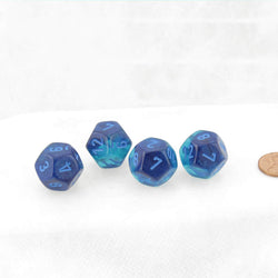 WCXPG1263E4 Blue and Blue Gemini Luminary Dice Light Blue Numbers D12 16mm (5/8in) Pack of 4 (ONLINE ORDER ONLY)