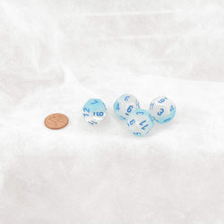 WCXPG1265E4 Turquoise and White Gemini Luminary Dice with Blue Numbers D12 Aprox 16mm (5/8in) Pack of 4 (ONLINE ORDER ONLY)