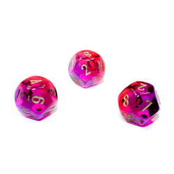 WCXPG1267E4 Red and Violet Translucent Gemini Dice with Gold Numbers D12 Aprox 16mm (5/8in) Pack of 4 (ONLINE ORDER ONLY)