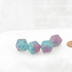 WCXPG2064E4 Gel Green Pink Gemini Luminary Dice Blue Numbers D20 Aprox 16mm (5/8in) Pack of 4 (ONLINE ORDER ONLY)