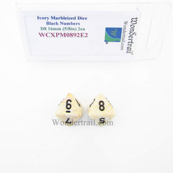 WCXPM0892E2 Ivory Marble Dice Black Numbers D8 16mm (5/8in) Pack of 2 (ONLINE ORDER ONLY)