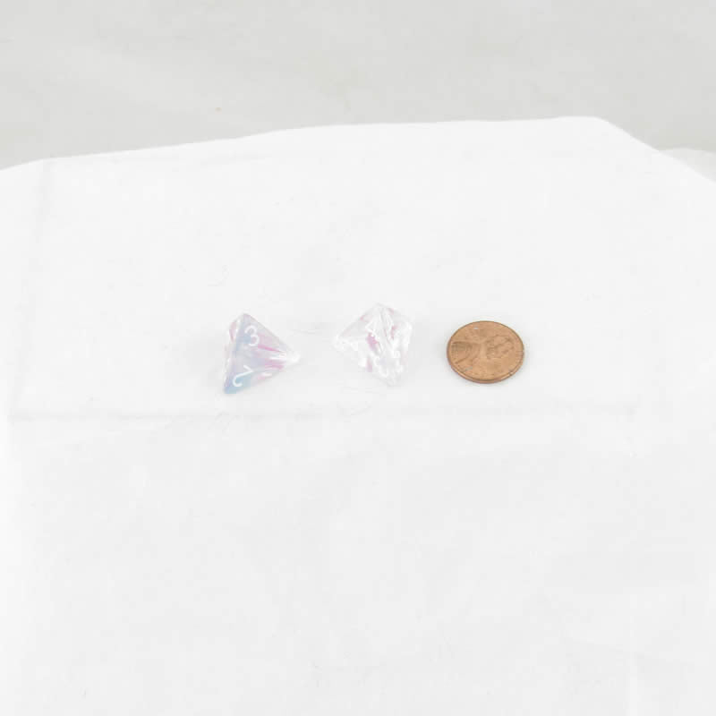 WCXPN0445E2 Wisteria Nebula Luminary Dice White Numbers 16mm (5/8in) D4 Set of 2 (ONLINE ORDER ONLY)