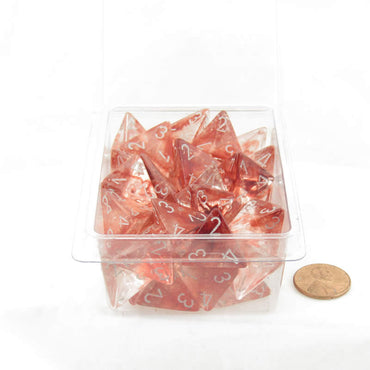 WCXPN0454E50 Red Nebula Luminary Dice Silver Numbers 16mm (5/8in) D4 Set of 50 (ONLINE ORDER ONLY)