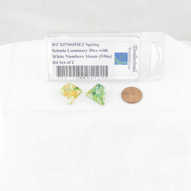 WCXPN0455E2 Spring Nebula Luminary Dice with White Numbers 16mm (5/8in) D4 Set of 2 (ONLINE ORDER ONLY)