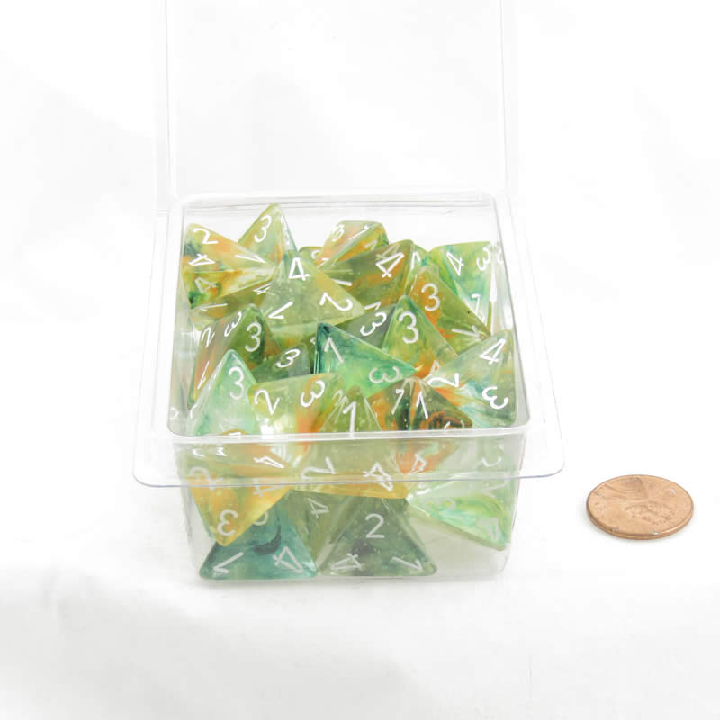 WCXPN0455E50 Spring Nebula Luminary Dice White Numbers 16mm (5/8in) D4 Set of 50 (ONLINE ORDER ONLY)