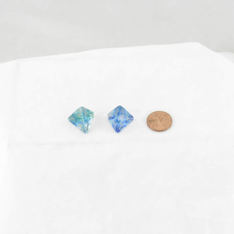 WCXPN0456E2 Oceanic Nebula Luminary Dice Gold Numbers 16mm (5/8in) D4 Set of 2 (ONLINE ORDER ONLY)