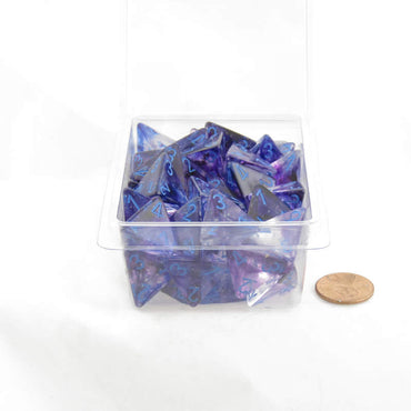 WCXPN0457E50 Nocturnal Nebula Luminary Dice Blue Numbers 16mm (5/8in) D4 Set of 50 (ONLINE ORDER ONLY)