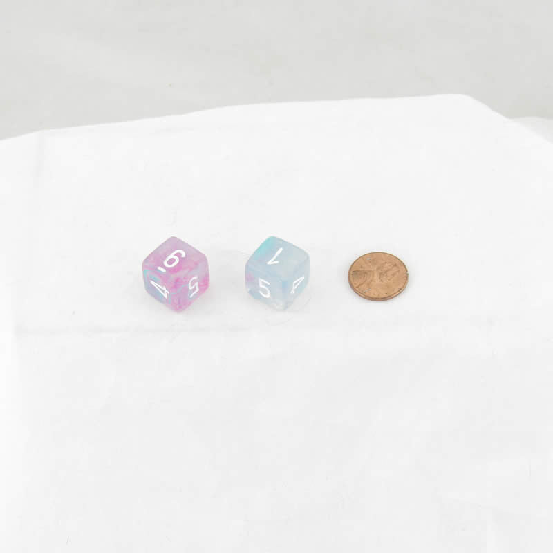 WCXPN0645E2 Wisteria Nebula Luminary Dice White Numbers 16mm (5/8in) D6 Set of 2 (ONLINE ORDER ONLY)