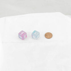 WCXPN0645E2 Wisteria Nebula Luminary Dice White Numbers 16mm (5/8in) D6 Set of 2 (ONLINE ORDER ONLY)