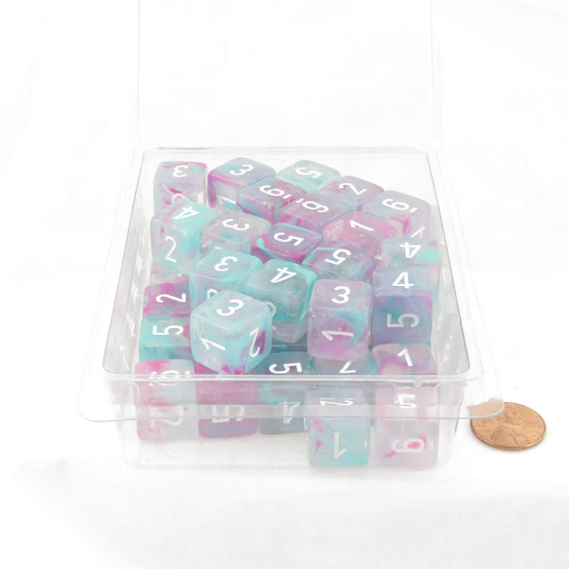 WCXPN0645E50 Wisteria Nebula Luminary Dice White Numbers 16mm (5/8in) D6 Set of 50 (ONLINE ORDER ONLY)